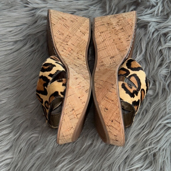 EUC Sam Edelman Reid Wedge Slide Sandal Animal Leopard Print Size 7.5 - Picture 5 of 10